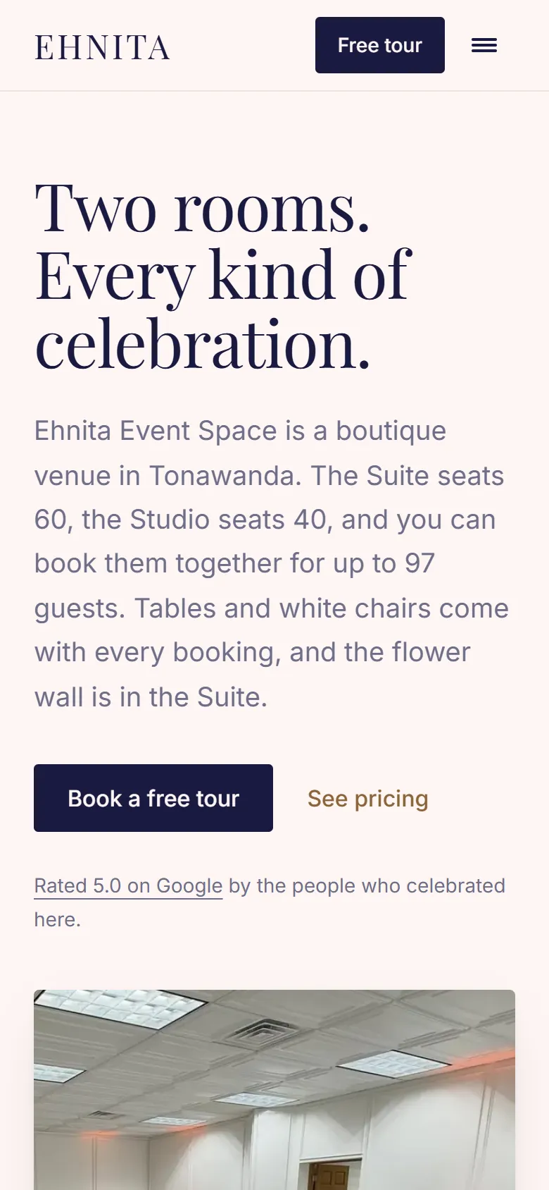 Ehnita Event Space on a phone